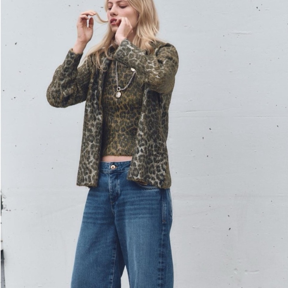 Zara Women's Gold Leopard Cardigan